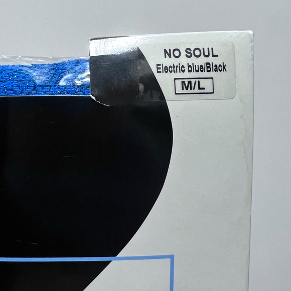 Maison Soksi electric blue black colorblock panel No Soul tights M-L - Picture 3 of 10